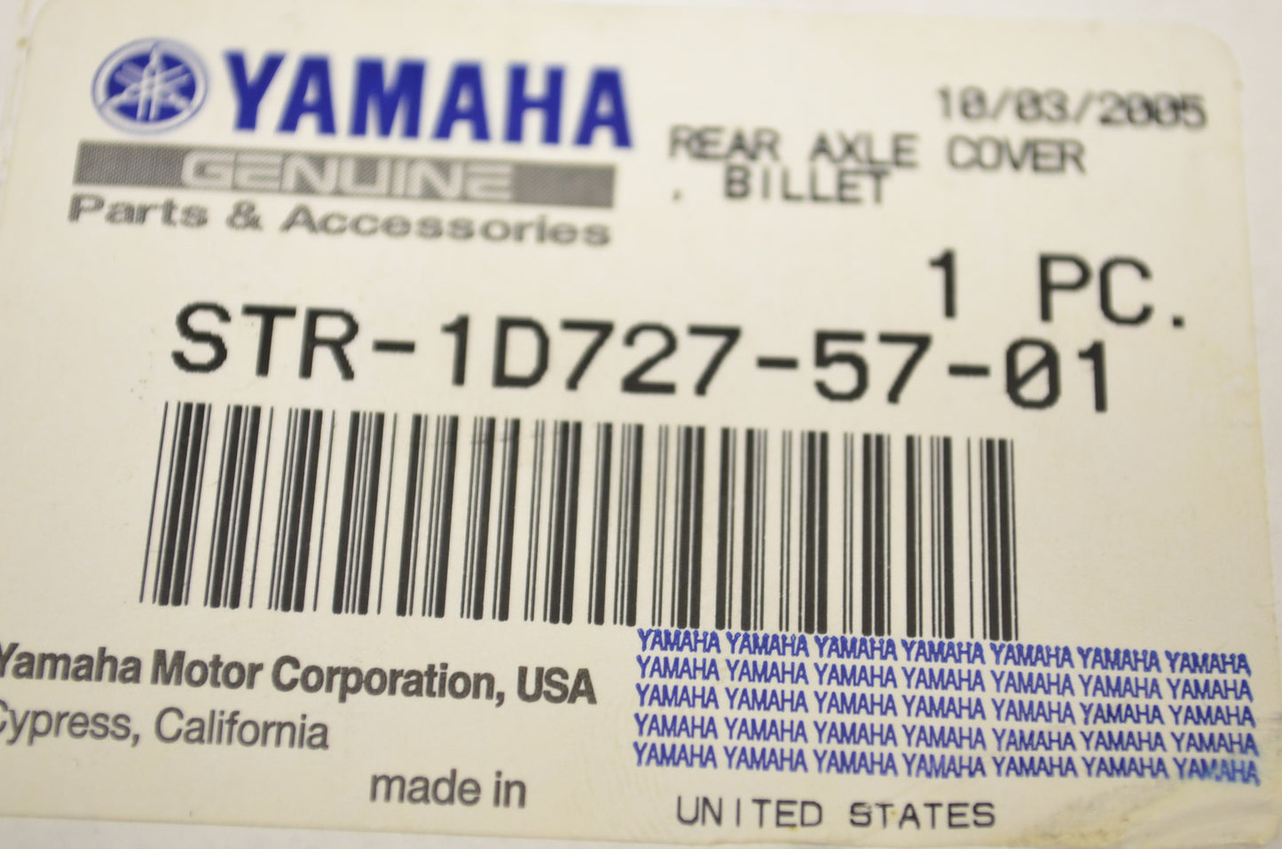 OEM Yamaha STR-1D727-57-01 Rear Axle Cover Billet NOS