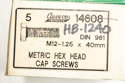 New Auveco Metric Hex Head Cap Screw M12-1.25x40mm QTY 5 NOS