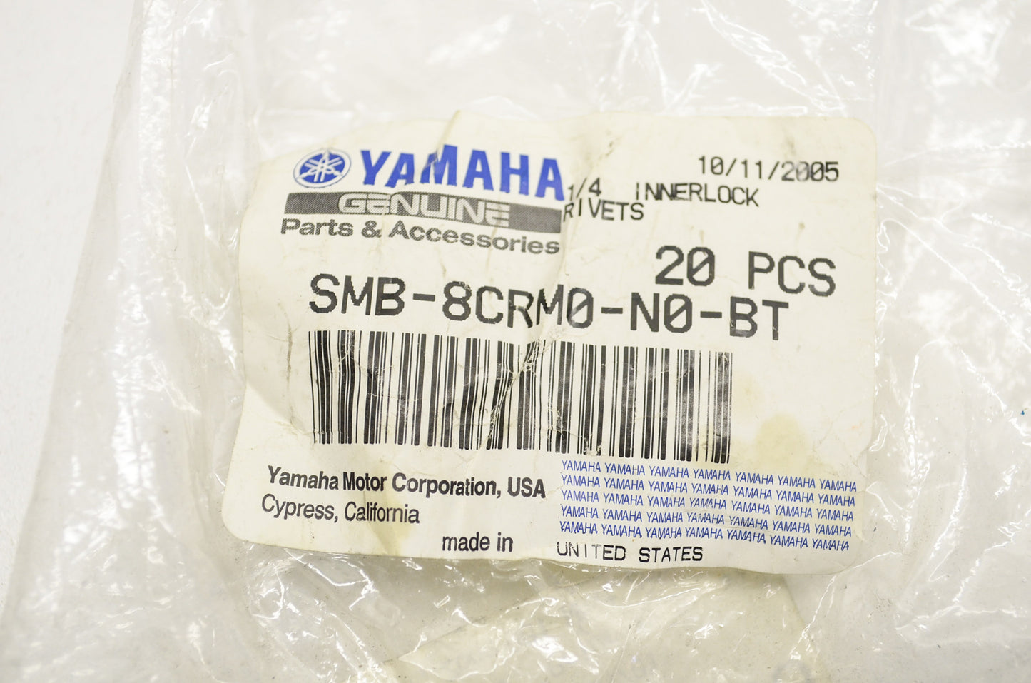 OEM Yamaha SMB-8CRM0-N0-BT Inner lock Rivet 1/4" Qty 20 NOS