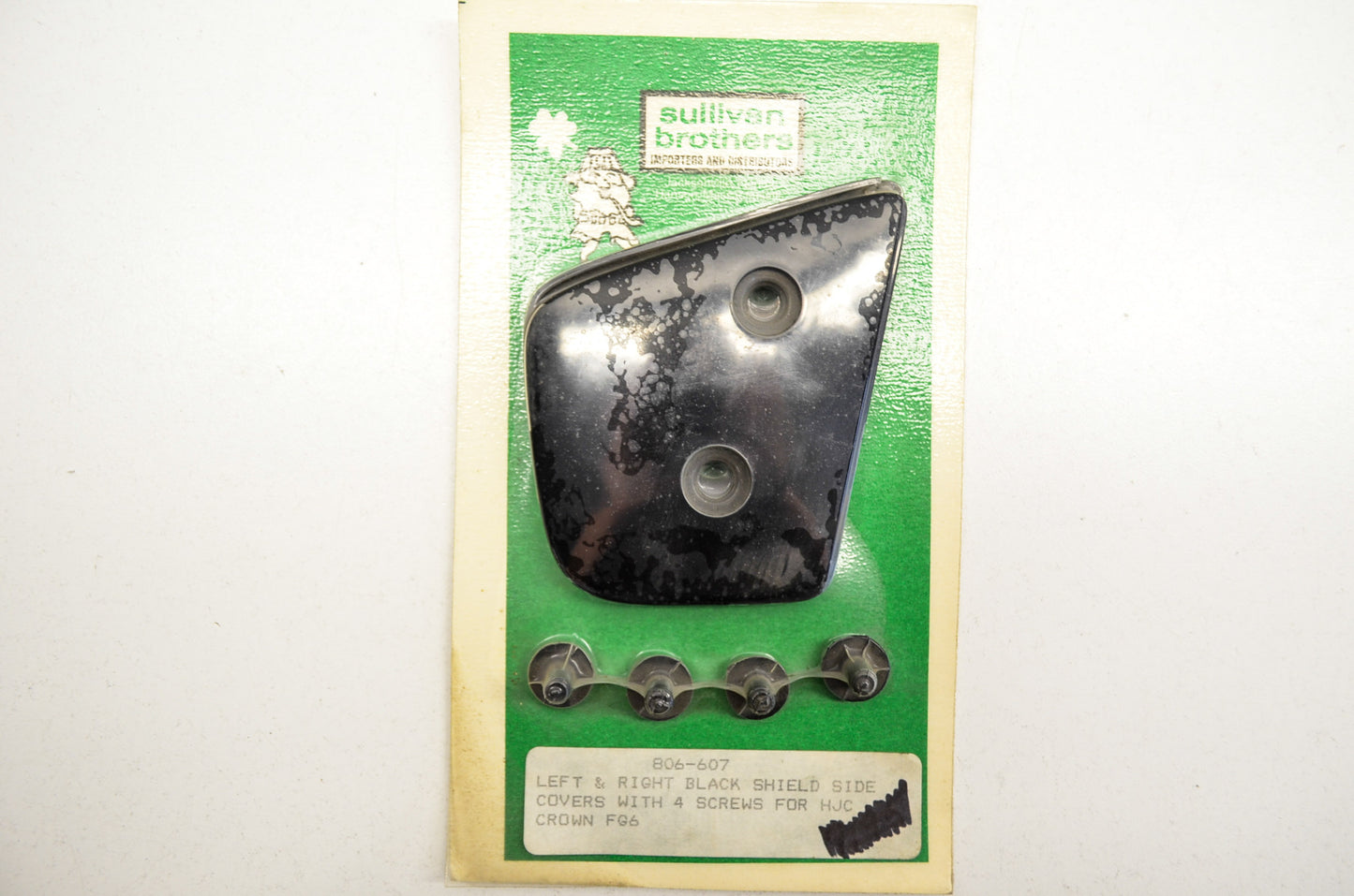 Black Helmet Shield Side Cover Kit HJC Crown FG6 NOS