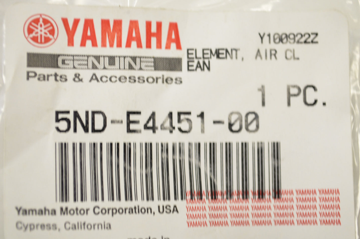 OEM Yamaha 5ND-E4451-00-00 Air Cleaner Element NOS