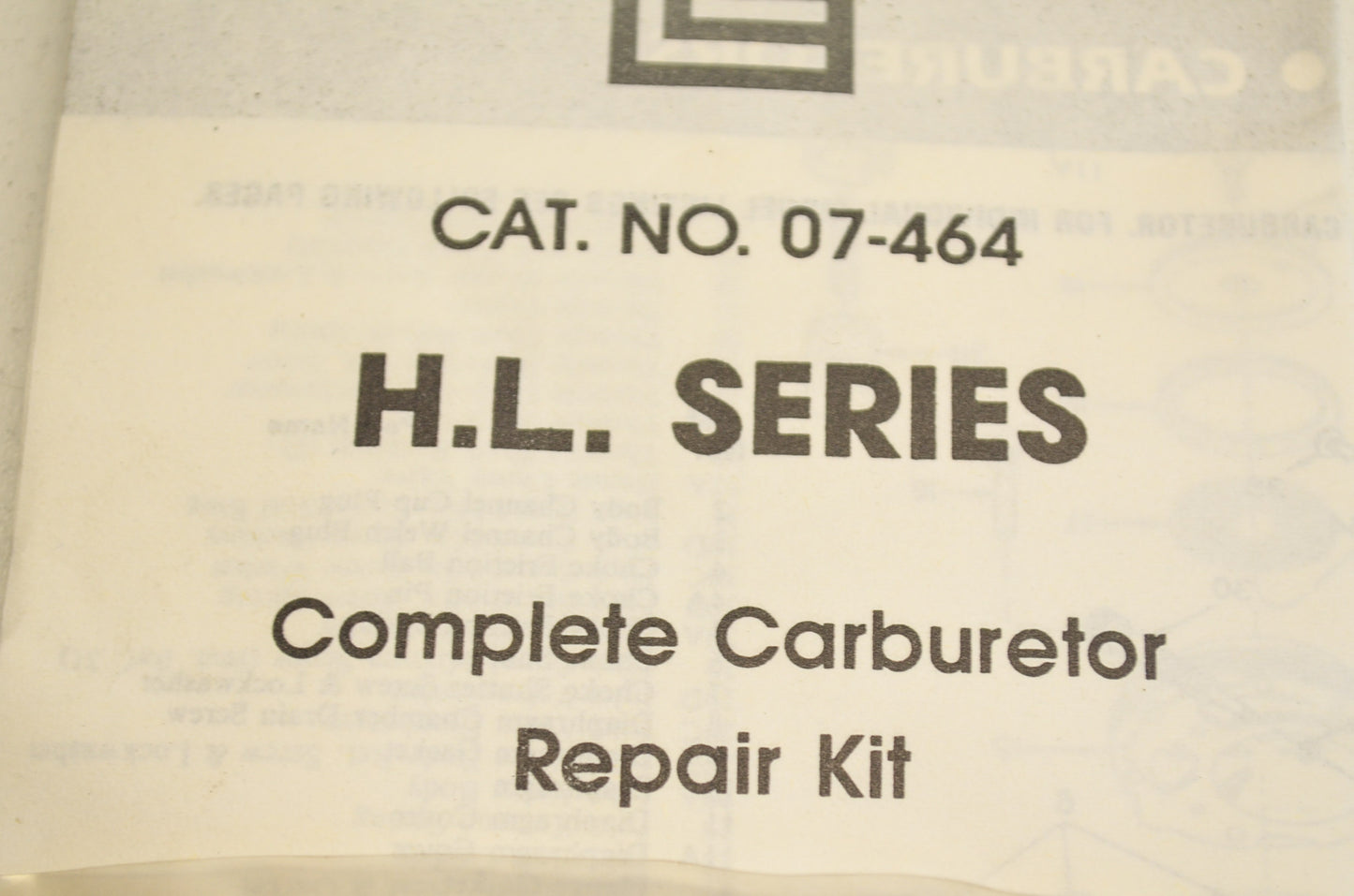 New LLP HL Series Carburetor Rebuild Kit NOS