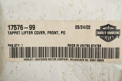 OEM Harley-Davidson 17576-99 Polished Front Tappet Cover NOS