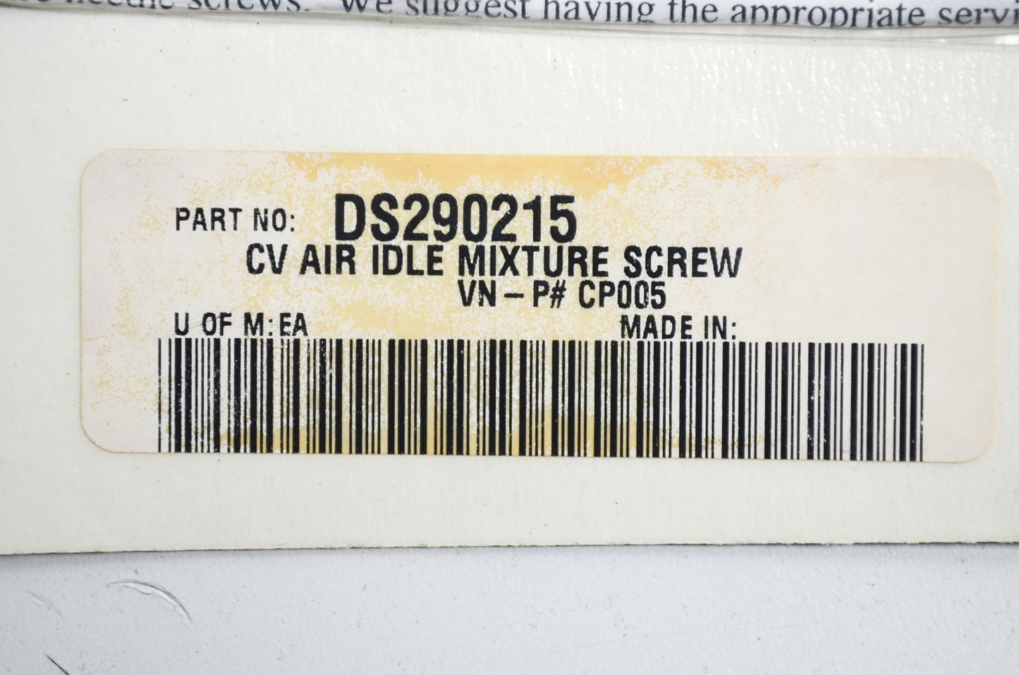 Creative Cycle Products DS290215, CP005 CV Air Idle Mixture Screw NOS