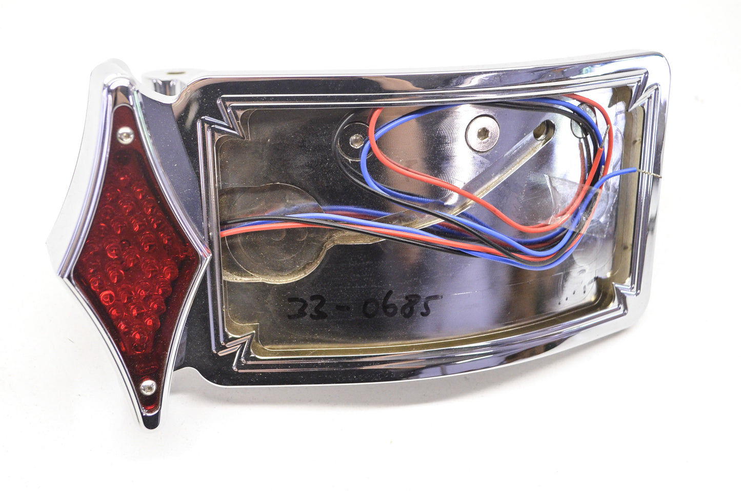 V-Twin 33-0685 Chrome Diamond Curved Style Tail Lamp NOS