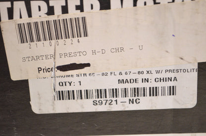 Drag Specialties S9721-NC, 21100224 Chrome HD Starter Motor 66-82 FL 67-80 XL W/