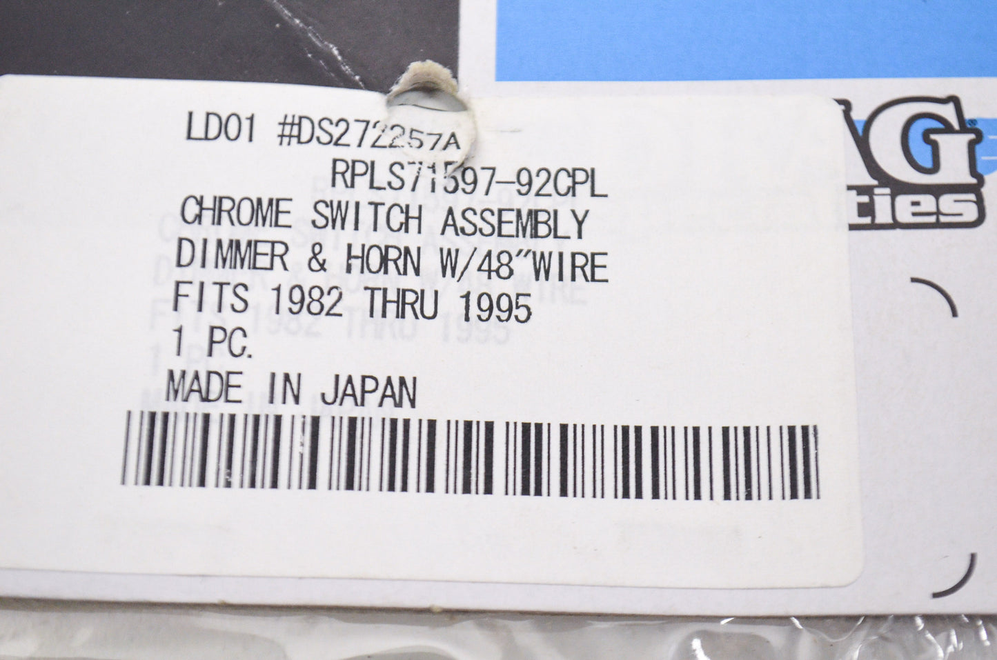 Drag Specialties DS272257A, 71597-92CPL Chrome Dimmer & Horn Switch Assembly 48'