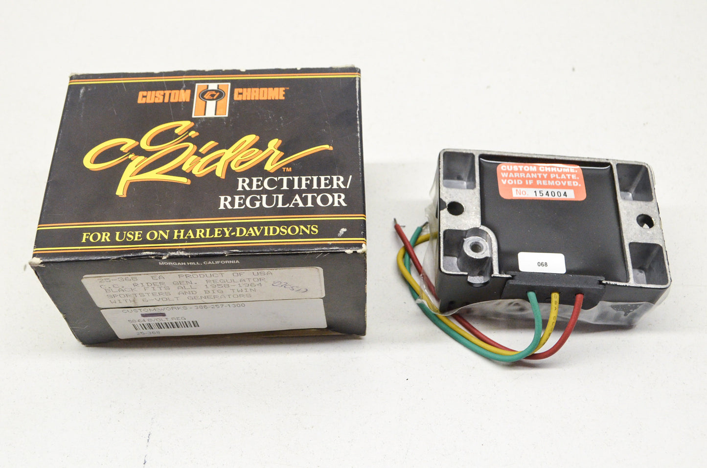 Custom Chrome 25-368, 030517 Black Voltage Regulator 58-64 Sportster Big Twin NO