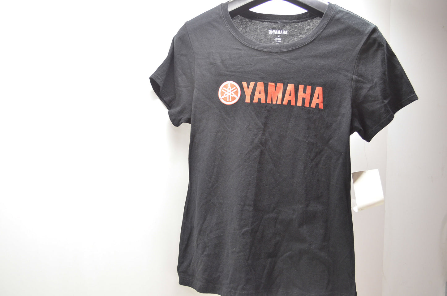 OEM Yamaha 2D Red Medium Logo Black Women's Tee NOS