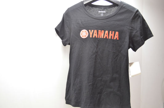 OEM Yamaha 2D Red Medium Logo Black Women's Tee NOS