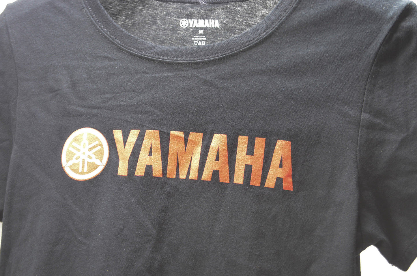 OEM Yamaha 2D Red Medium Logo Black Women's Tee NOS