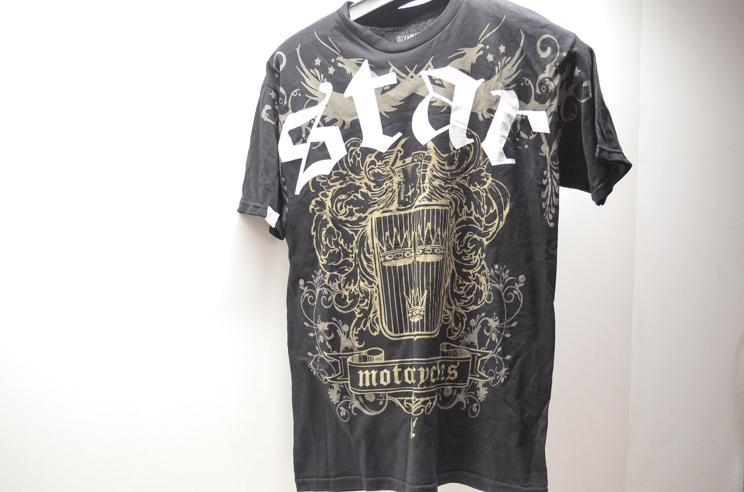 Medium Black and Gold Star Motorcycle Logo Tee NOS