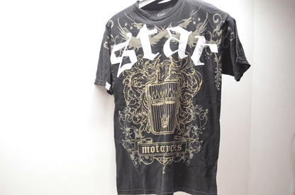 Medium Black and Gold Star Motorcycle Logo Tee NOS