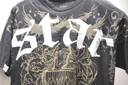 Medium Black and Gold Star Motorcycle Logo Tee NOS