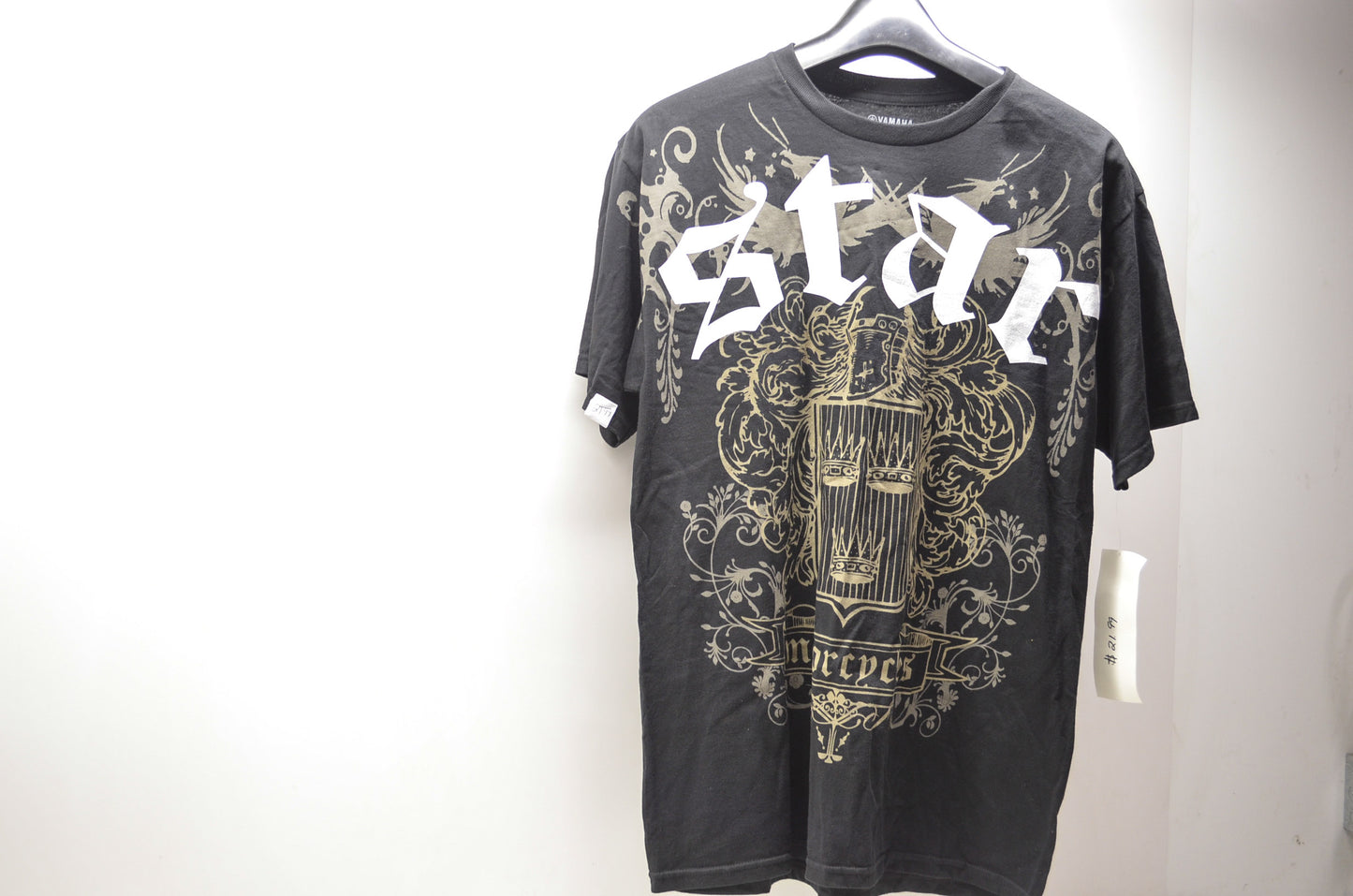 Large Black and Gold Star Motorcycle Logo Tee NOS
