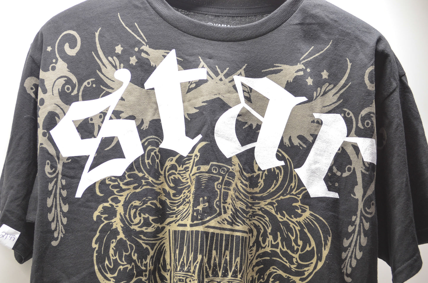 Large Black and Gold Star Motorcycle Logo Tee NOS