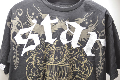 Large Black and Gold Star Motorcycle Logo Tee NOS