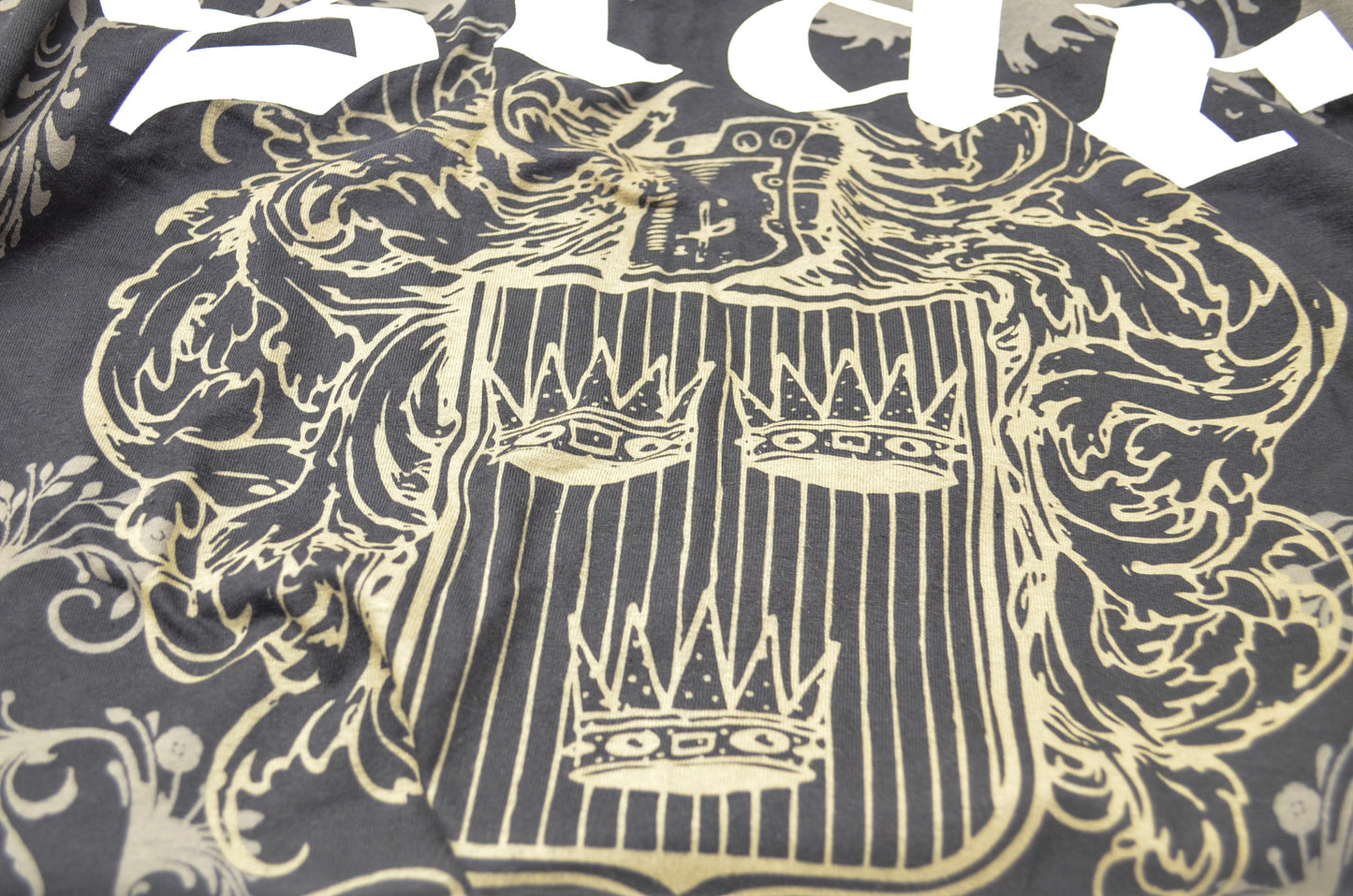 Large Black and Gold Star Motorcycle Logo Tee NOS
