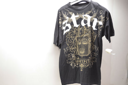 XL Black and Gold Star Motorcycle Logo Tee NOS