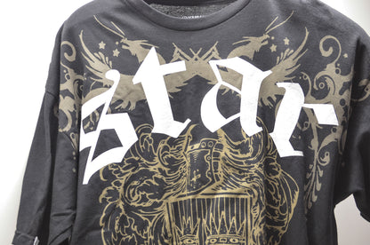 XL Black and Gold Star Motorcycle Logo Tee NOS