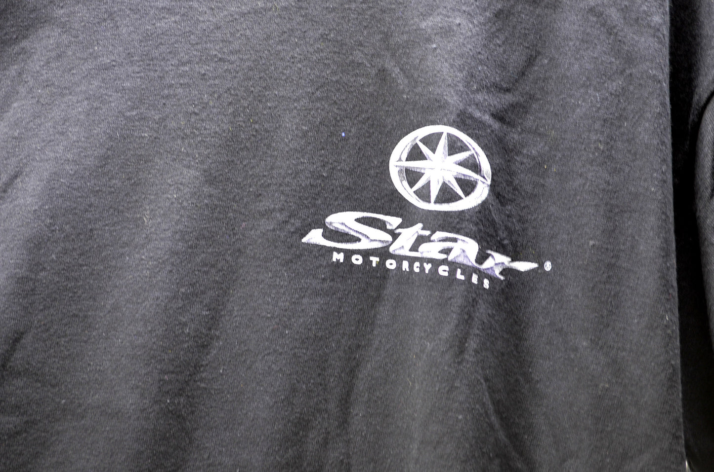 Large Black Star Motorcycle Logo Tee NOS