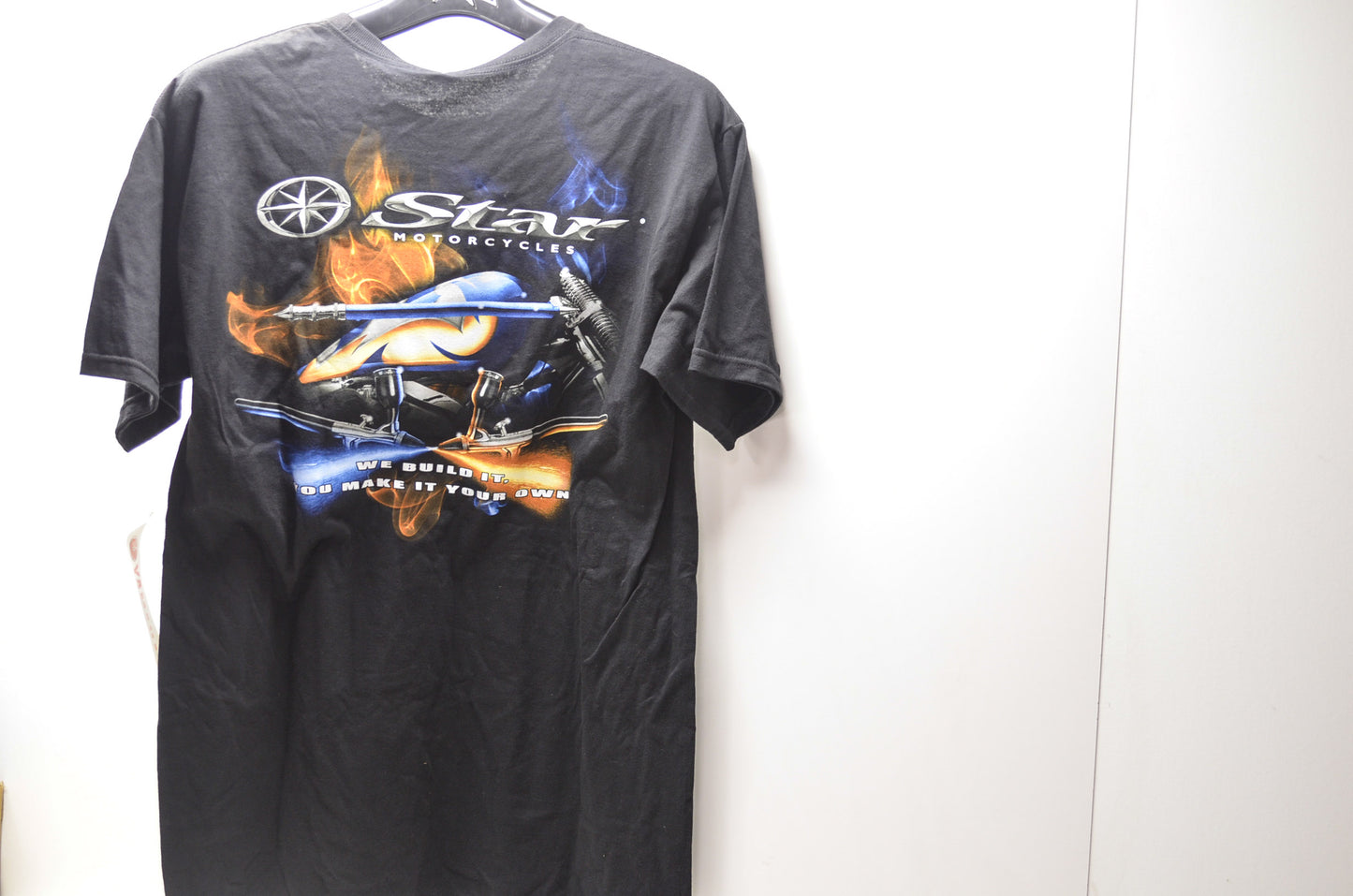 Large Black Star Motorcycle Logo Tee NOS