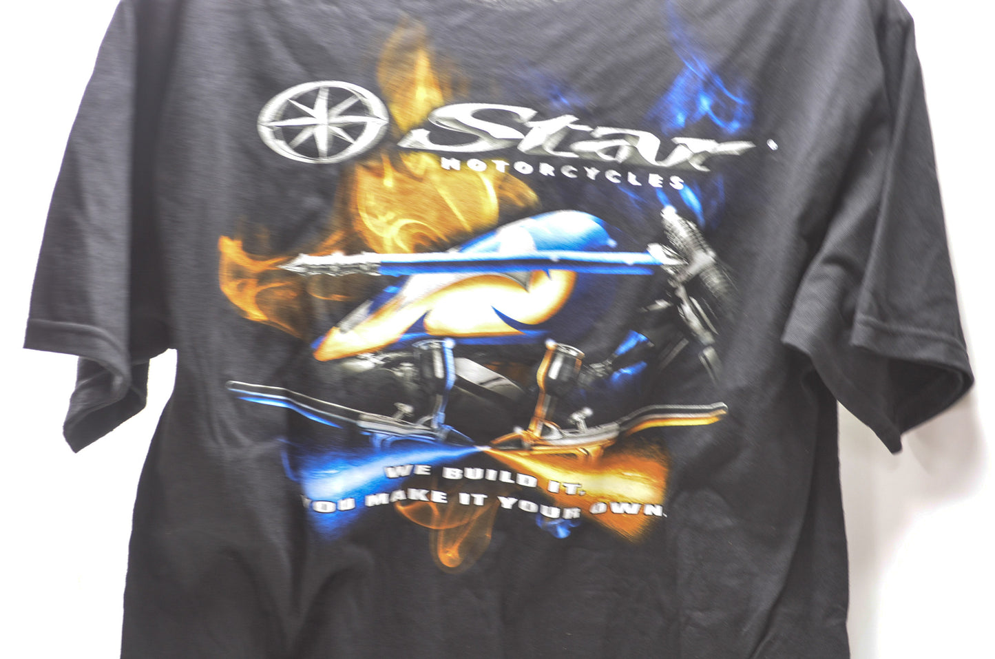 Large Black Star Motorcycle Logo Tee NOS