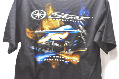 Large Black Star Motorcycle Logo Tee NOS