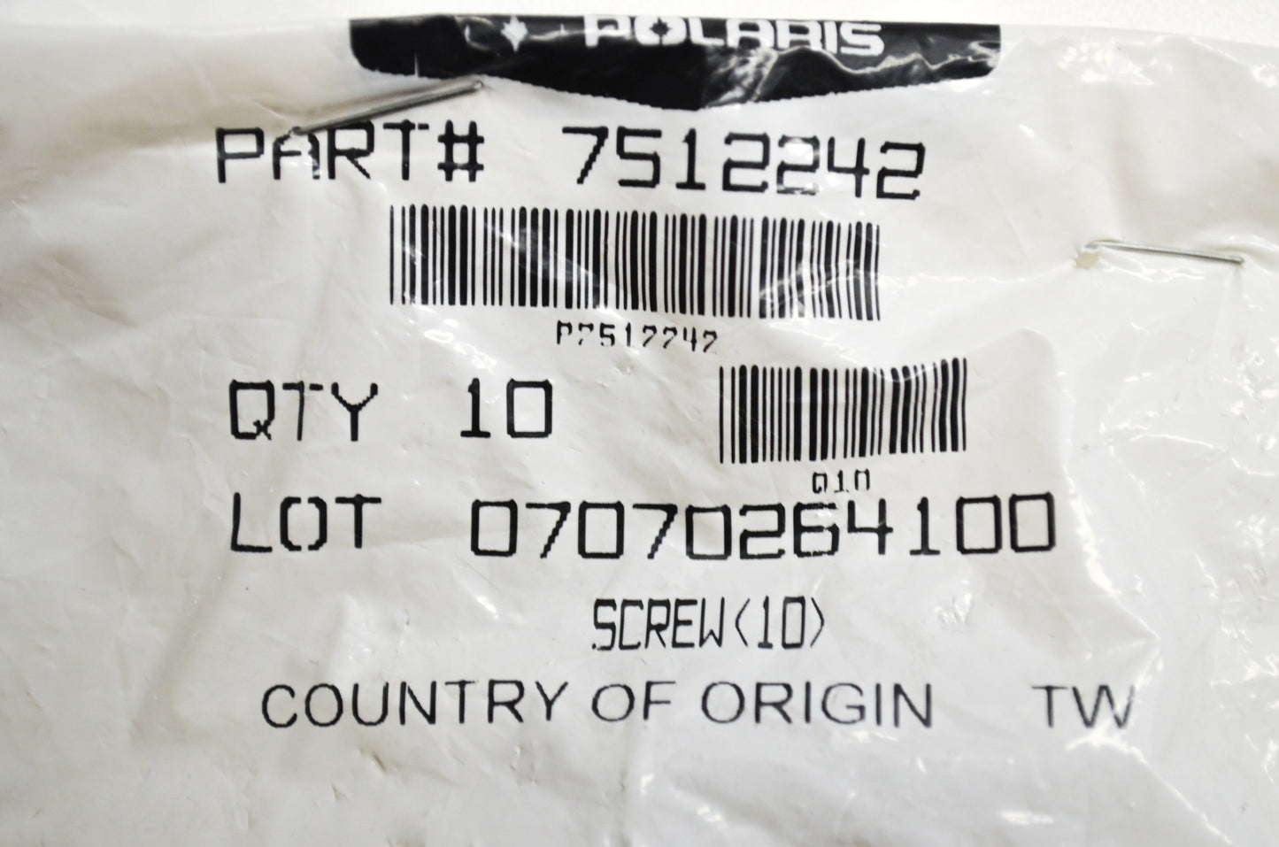 OEM Polaris 7512242 Screw Qty 3