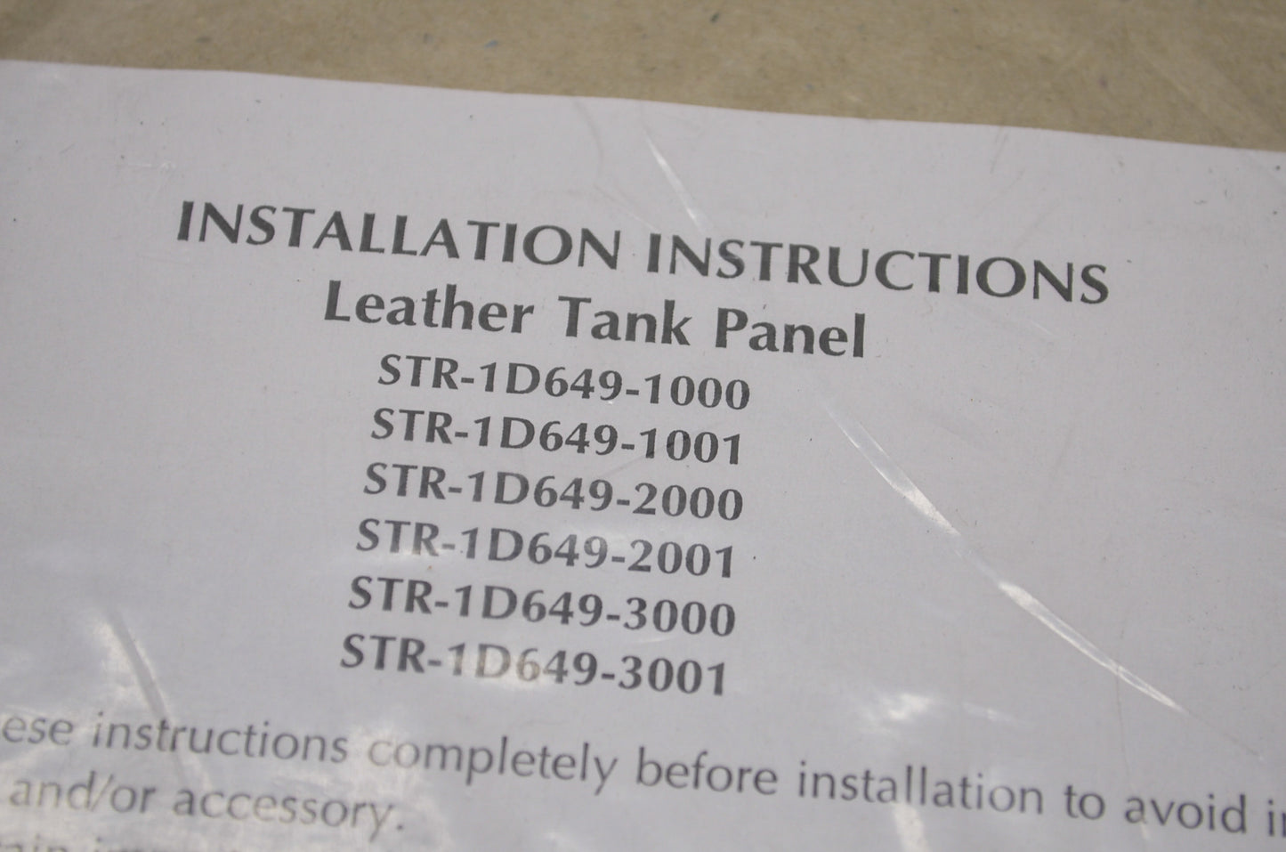 Leather Narrow Tank Panel NOS