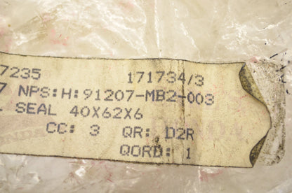OEM Honda 91207-MB2-003 Oil Seal 40X62X6 NOS