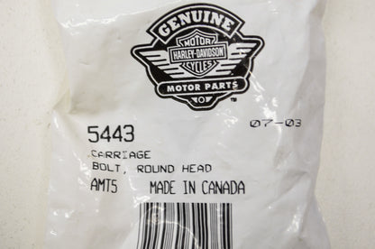 OEM Harley-Davidson 5443 Round Head Carriage Bolt Qty 5 NOS