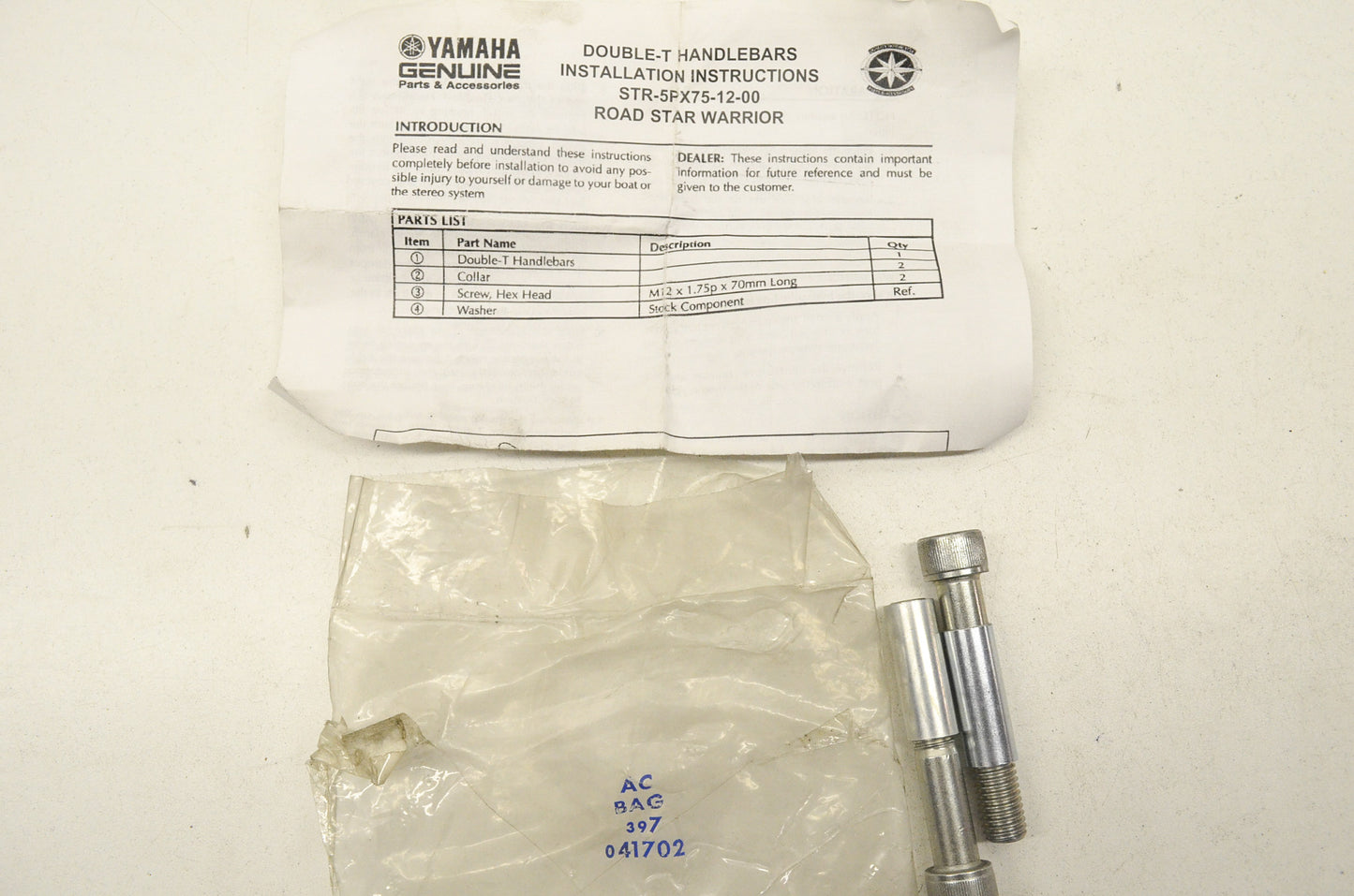 Double 'T' Fat Bars Hex Head Screws Qty 2 NOS