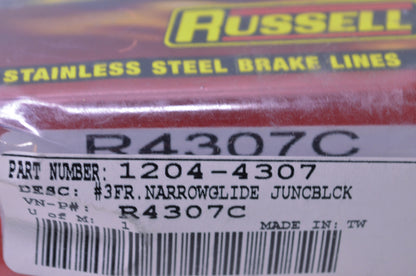 Russell 1204-4307 Stainless Steel Brake Line Junction NOS
