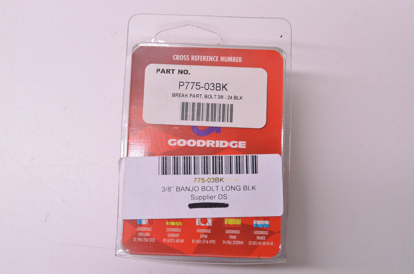 New Goodridge 3/8' Banjo Bolt Black NOS