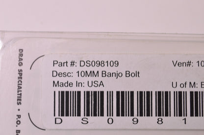 New Drag Specialties 10mm Banjo Bolt NOS