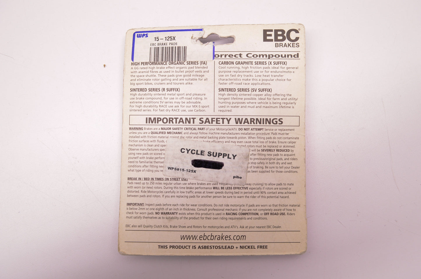 New EBC Brake Pads NOS