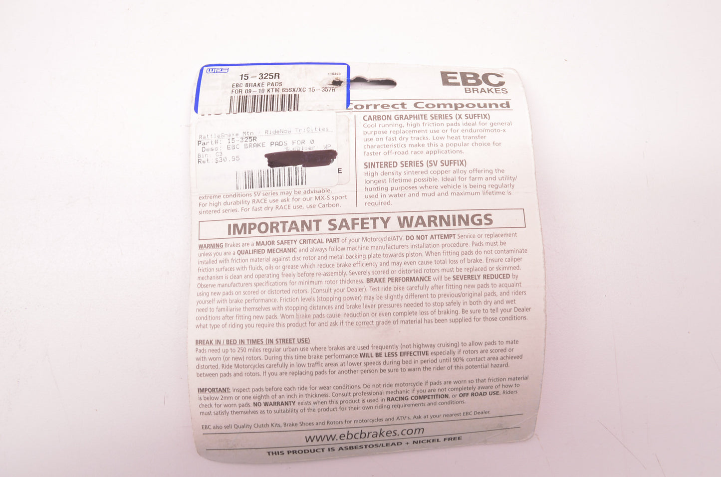 New EBC Brake Pads NOS