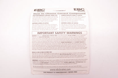 EBC FA462R, 611462 Brake Pads NOS