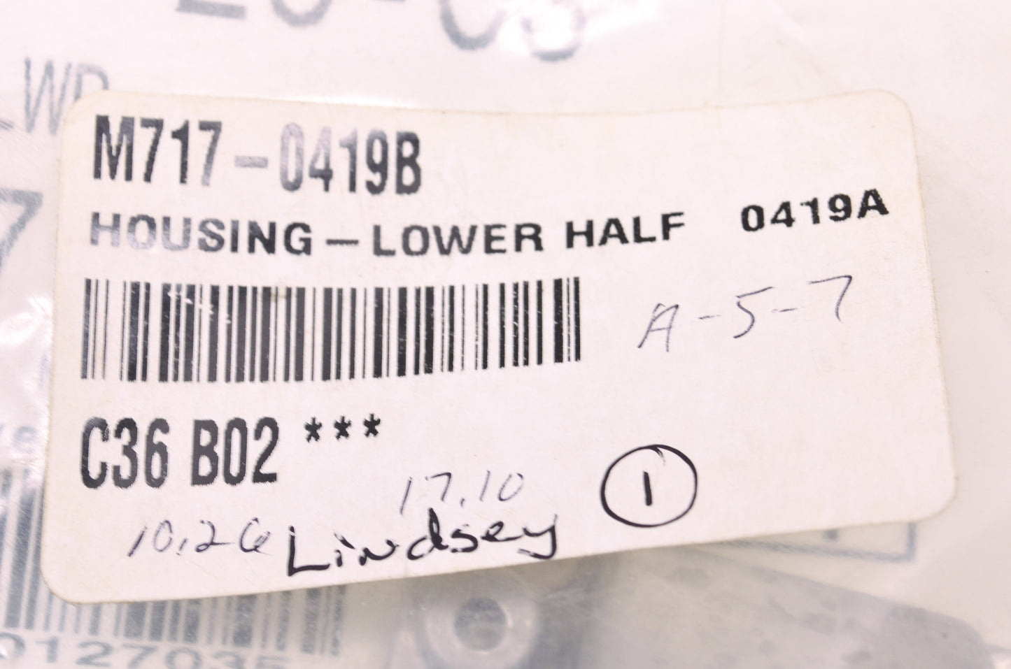 MTD M717-0419B, C36 B02, 717-0419B Housing-Lower Half NOS