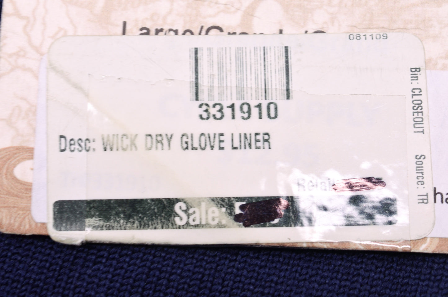 Wick Dry Liner Gloves Large NOS