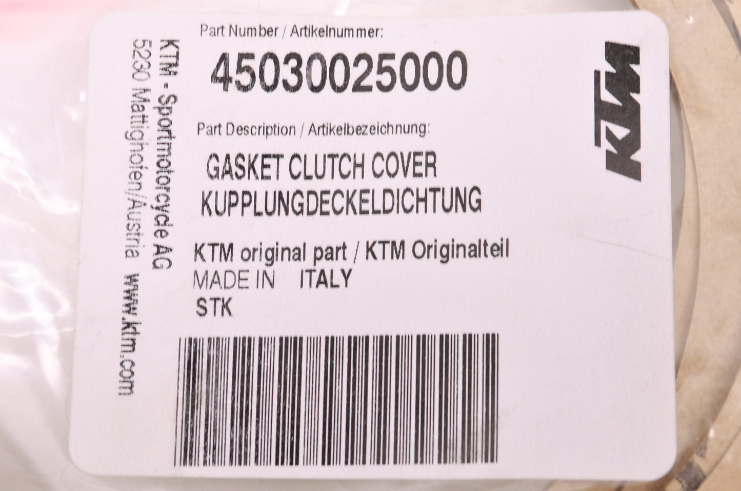 New OEM KTM Clutch Cover Gasket NOS