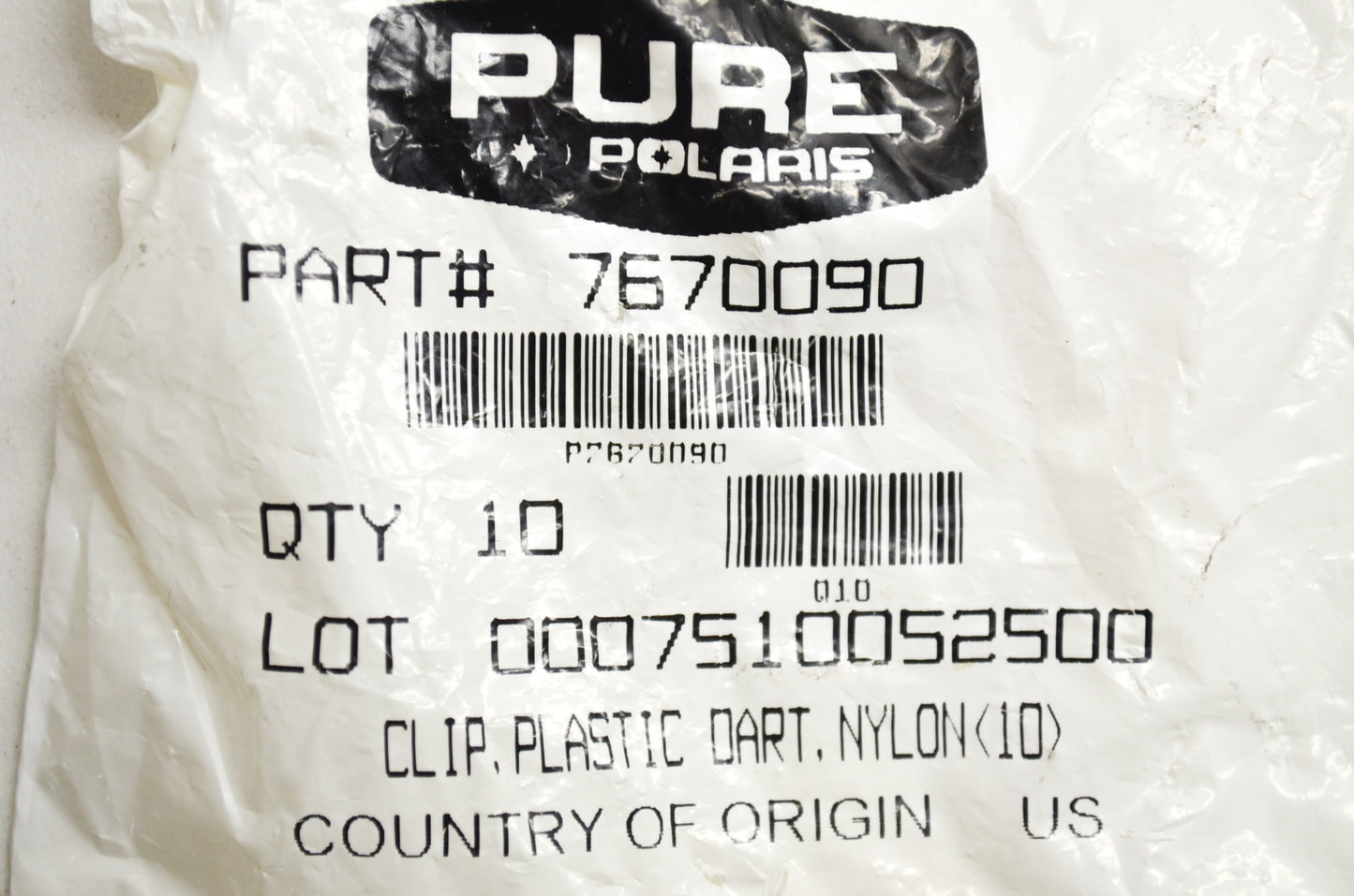 OEM Polaris 7670090 Nylon Plastic Dart Clip Qty 2 NOS