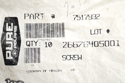 OEM Polaris 7517932 Screw M6X1.0X50.0 HX/FL-YD Qty 7