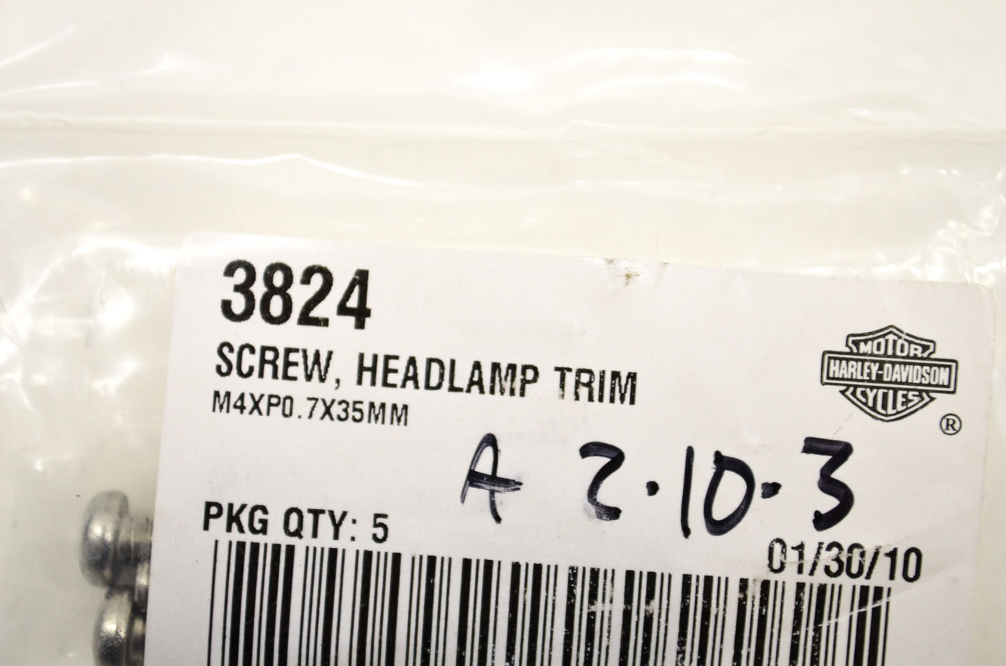 OEM Harley-Davidson 3824 Headlamp Trim Screw Qty 2 NOS