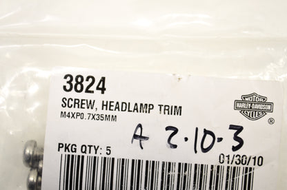 OEM Harley-Davidson 3824 Headlamp Trim Screw Qty 2 NOS