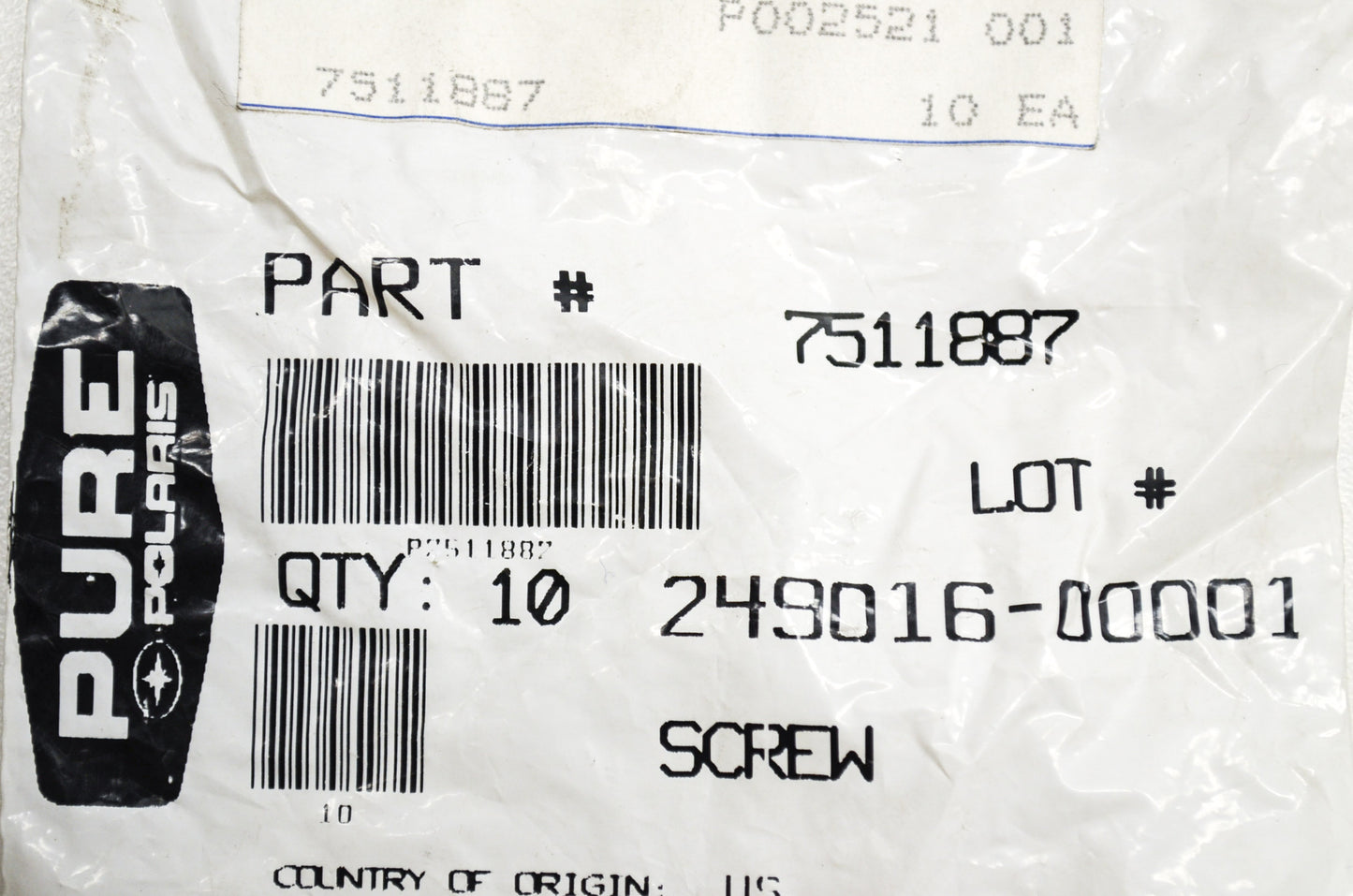 OEM Polaris 7511887 Screw Qty 4 NOS
