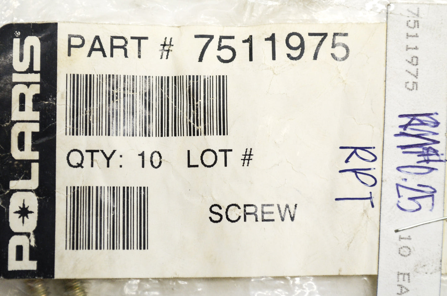 OEM Polaris 7511975 Screw Qty 2 NOS