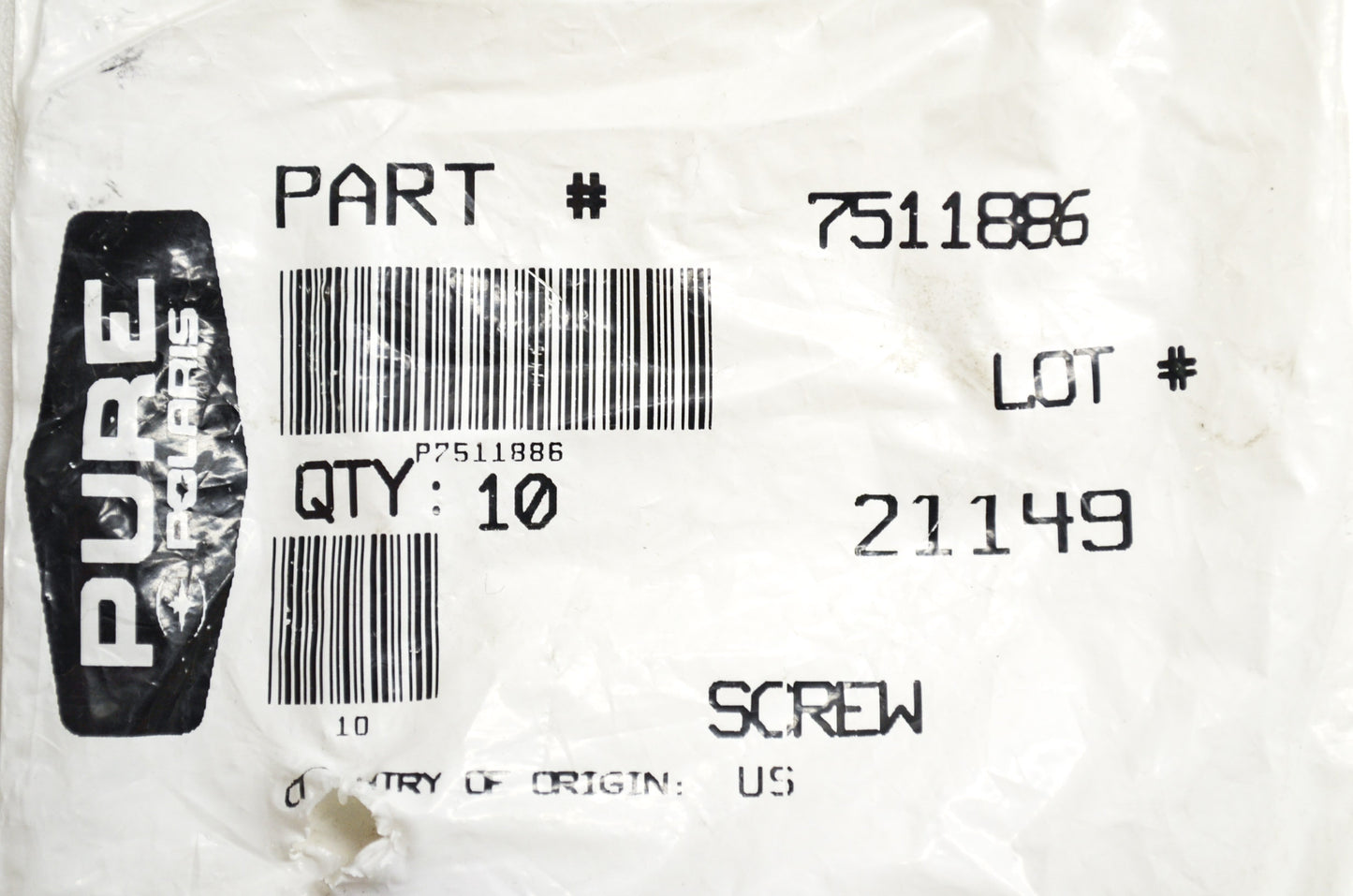 OEM Polaris 7511886 Screw Qty 3 NOS