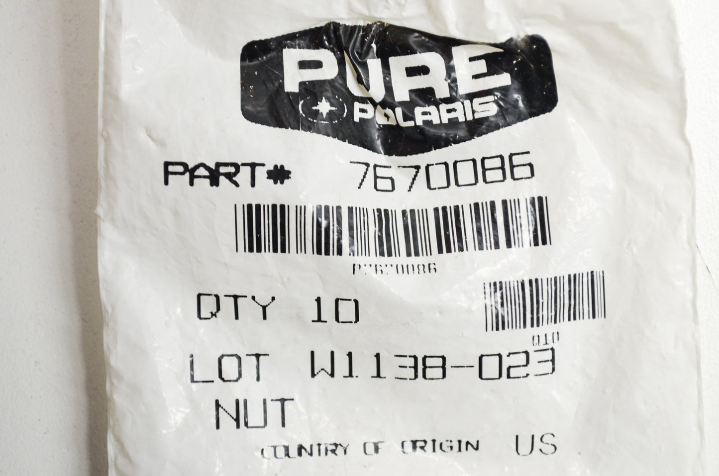 OEM Polaris 7670086 Nut Qty 4 NOS